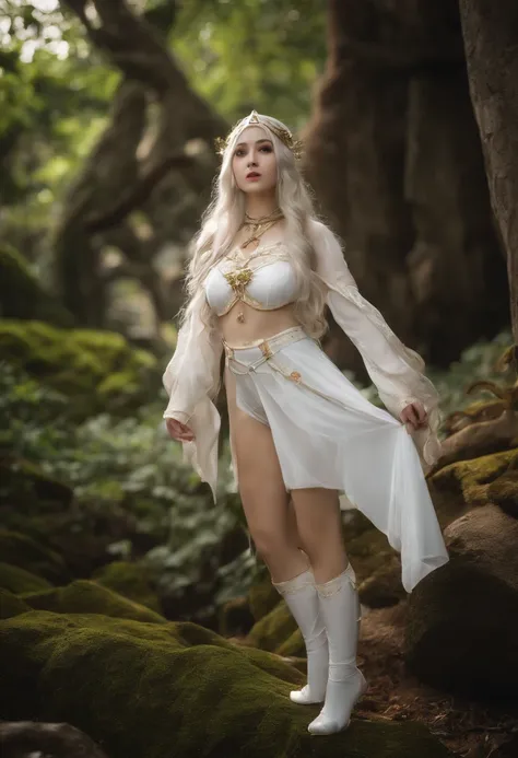 elvish　エロ　Best Pose　tits out　porn　Traditional costumes　shorts　underpants　Looking at the camera　White costume　Neck choker　statues　sculptures　Masturbation　full bodyesbian　tiptoe　Semi-real　lowerbody　Muchimuchi