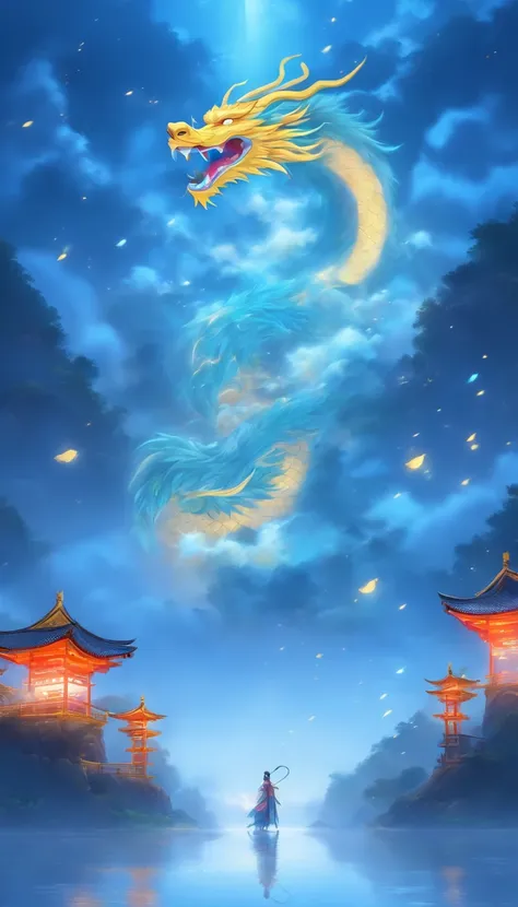 unmanned , Outdoors , Night , dream ,( heavy fog :1.4), Round Moon , mont , River , Golden branches , skyporn , Gold decoration ,
( minimalism :1.4), Chinese Classical Art , Yellow dragon climbs mountain , Cinematic poster , Minimalist background ,。.。.3D, ...