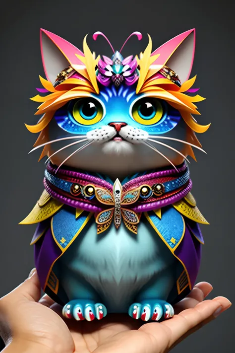 Fantastic monster design, funny, ultra-detailliert, Cute, butterfly, Style - Silva Magic Cat,