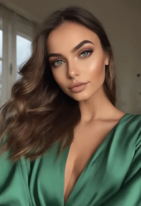 Femme arabe sans haut ni culotte, fille sexy aux yeux vert, Portrait Sophie Mudd, cheveux bruns et grands yeux, selfie of a young woman, Yeux de chambre, Violet Myers, sans maquillage, maquillage naturel, looking straight at camera, Visage avec Artgram, Ma...