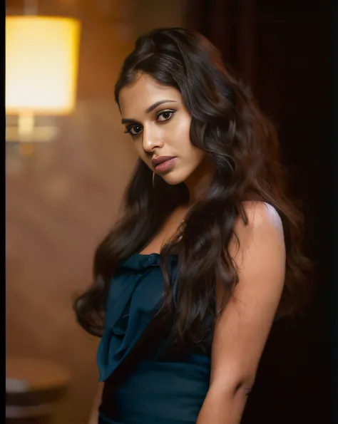 (editorial photograph of a young Indian woman), karla ortiz, (highly detailed face:1.4) (smile:0.7) (backround 5 star hotel , moody, private study:1.3) POV, by lee jeffries, nikon d850, film stock photograph ,4 kodak portra 400 ,camera f1.6 lens ,rich colo...