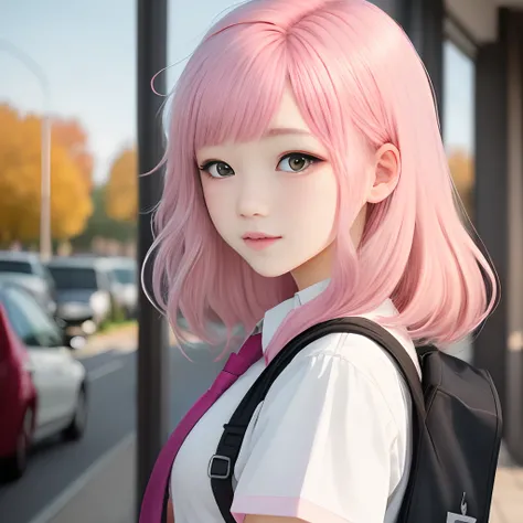 Pink-haired high school student