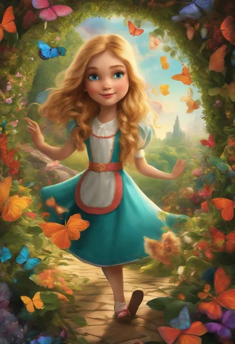 As Alice falls through the rabbit hole, the world around her transforms into a kaleidoscope of colors and shapes, each one more mesmerizing than the last, as she embarks on her journey through Wonderland."