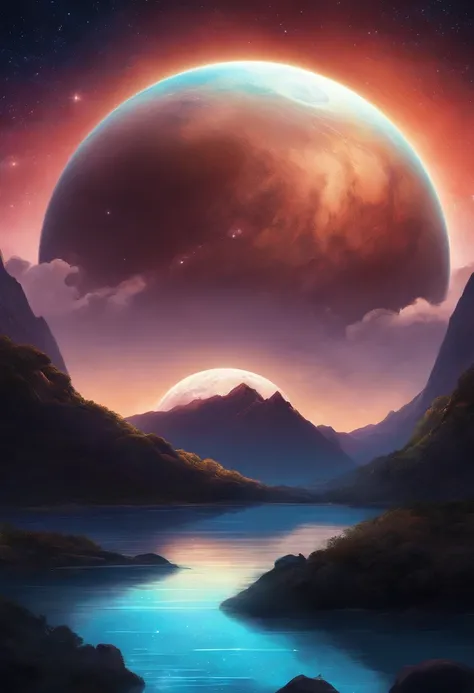 anime image of a planet with a star in the background, epic anime art, inspired by Cyril Rolando, anime fantasy illustration