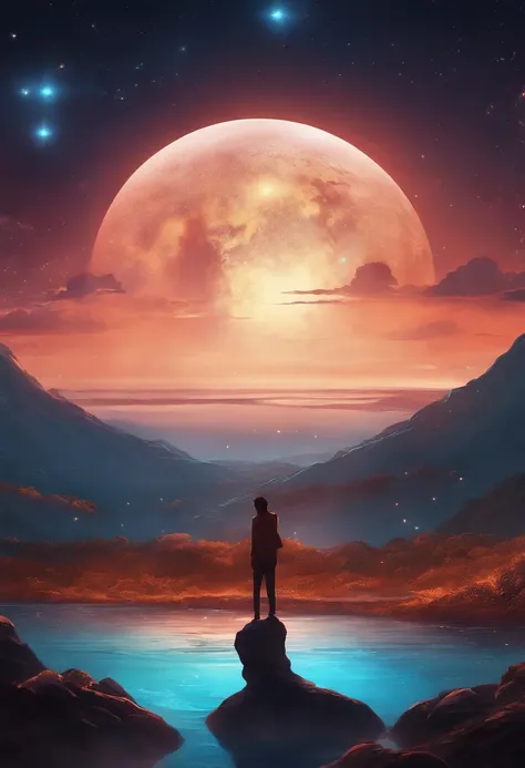 anime image of a planet with a star in the background, epic anime art, inspired by Cyril Rolando, anime fantasy illustration