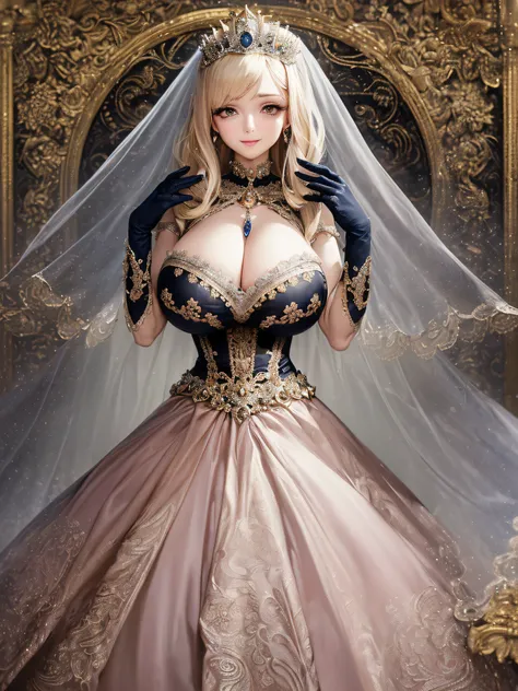 ((anime artstyle)),(Masterpiece),(Best Quality), (Super Detail),(Highly Detailed CG Unity 8k wallpaper),((Very Delicate and Beautiful)),1 lady,((full body portrait)),((standing in garden)),((solo)),(((1 princess in gorgeous embroidery and jeweled extremely...