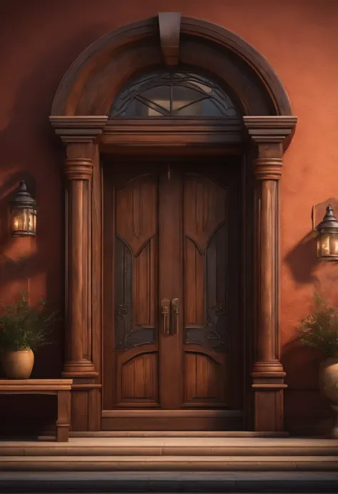 Draw a realistic western-style bar entrance. There is no door in the door frame.