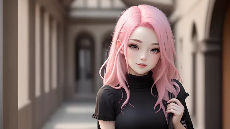 Pink-haired beautiful girl