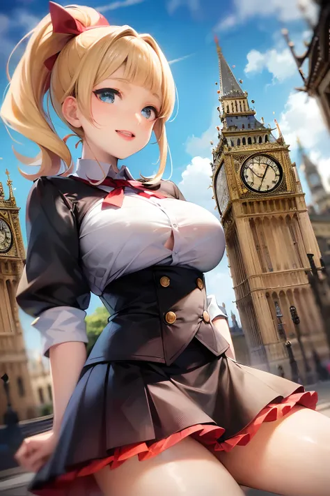 united kingdom, ((british clothing:1.5)), ((skirt by the:1.5)), break ha, very detailed face and eyes, ((kyoto animation style))...