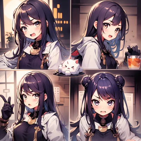 1 cute girl，9 tables，9 poses and expressions，different emotions，10