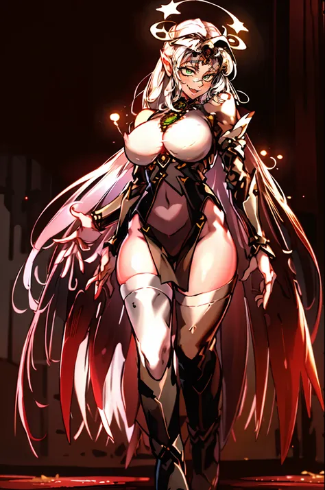 Rip Van Winkle, Hellsing Ultimate,full body, walking, divine aura, sun halo, solar halo, long skirt, porcelain skin, ethereal, graceful movement, flowing black hair, radiant beauty, enchanting gaze, serene expression, soft sunlight, angelic presence, celes...
