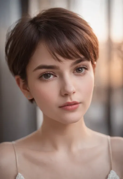 A square composition photograph revealing the essence of a 22-year-old girl with short hair, immersed in a magical ambiance conveyed through soft lighting and subtle hues, creating a captivating and enchanting environment. Nikon Z 35mm f/1.8 S, ISO 320, f/...