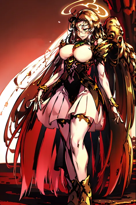 Rip Van Winkle, Hellsing Ultimate,full body, walking, divine aura, sun halo, solar halo, long skirt, porcelain skin, ethereal, graceful movement, flowing black hair, radiant beauty, enchanting gaze, serene expression, soft sunlight, angelic presence, celes...