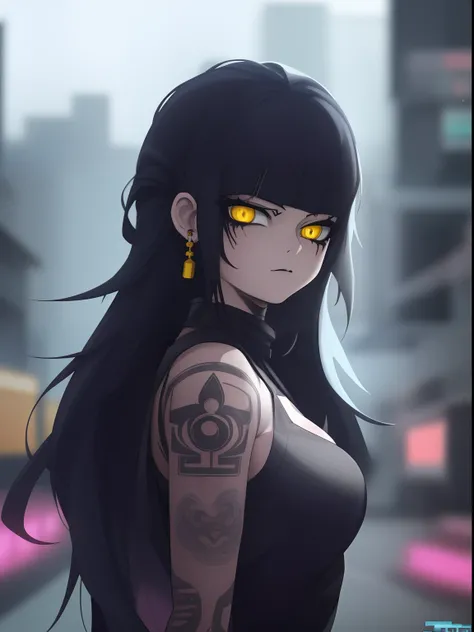 Anime girl with yellow eyes and tattoos on her arm, estilo anime 4K, estilo anime. 8k, anime moe artstyle, badass anime 8 k, Anime Art Wallpaper 8K, arte digital estilo anime, anime goth Menina, garota anime cyberpunk, Anime Art Wallpaper 4K, Anime Art Wal...