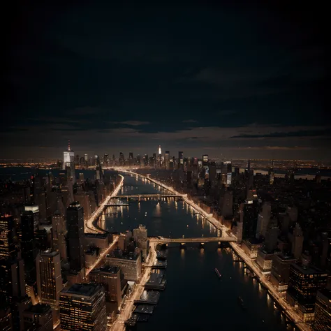 New york city in Renaissance art style, art, night, high resolution,