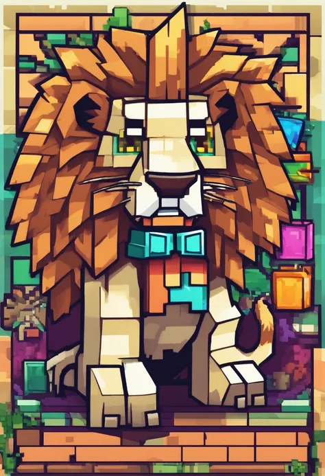 /Imagine Prompt: Lion illustration for a sticker, bordes dentados, Trashcore, sombreado claro --v 5.2