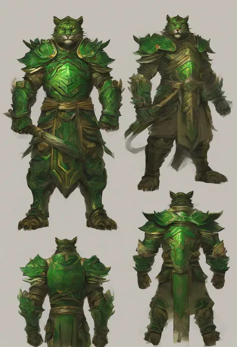 tigre，Stone armor，green color，Chinese mythology