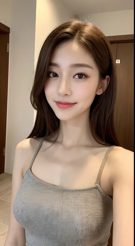 ((Best Quality, 8K, Masterpiece: 1.3)), 1girl, Slim Abs Beauty: 1.3, (Hairstyle Casual, Big Breasts: 1.2), Dress: 1.1, Super Fine Face, Delicate Eyes, Double Eyelids, Smile, Home