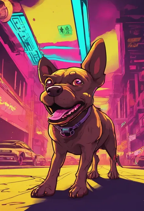 Futuristic Dog Design in the Dark Streets