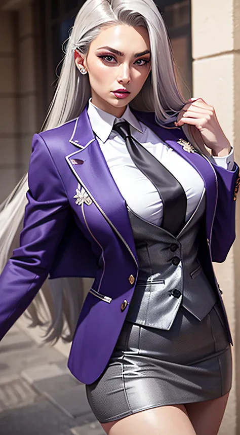 1 woman, SFW, perfect lighting, seios grandes,
gray hair
Sindels Hair
long hair pulled back
Long, straight hair back
multicolored hair
Sindel, 8k, perfect hands,((obra-prima)), purple skirt suit, satin suit and tie, (((three-piece suit))), silk dress shirt...