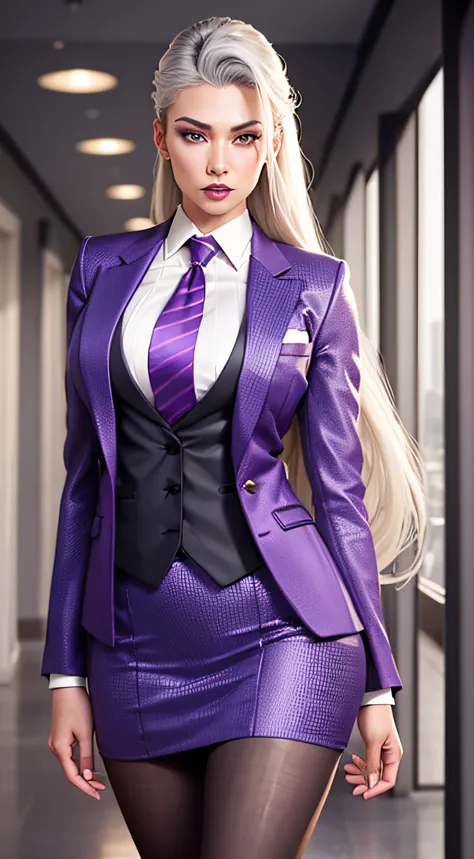 1 woman, SFW, perfect lighting, seios grandes,
gray hair
Sindels Hair
long hair pulled back
Long, straight hair back
multicolored hair
Sindel, 8k, perfect hands,((obra-prima)), purple skirt suit, suit and tie, (((three-piece suit))), silk dress shirt, shir...