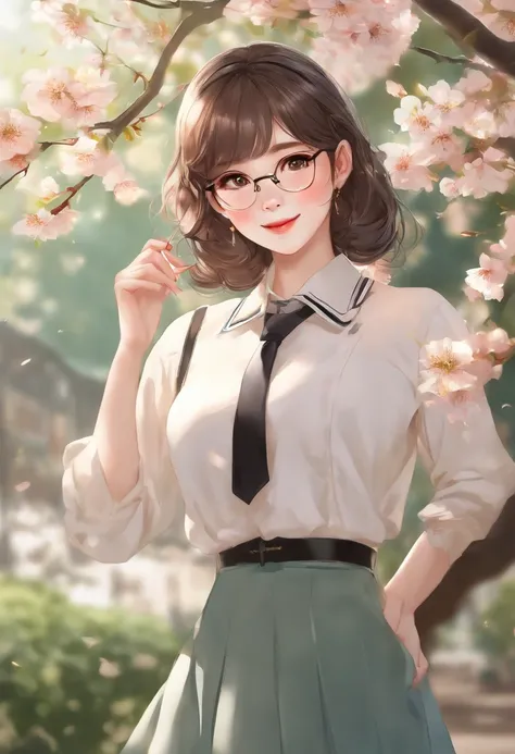 (best quality,ultra-detailed,realistic:1.37),portrait,beautiful schoolgirl,glasses,teasing,raising skirt,shy expression,colorful background,soft lighting,blushing cheeks,shimmering eyes,playful smile,slim figure,flowing hair,feminine charm,book in hand,fre...