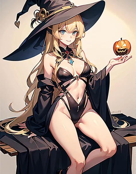 high-level image quality、top-quality、Beautuful Women、1 persons、ssmile、embarassed expression、pony tail hair、swim wears、knee high、Halloween Party、Halloween Cosplay、cinematlic lighting、Beautiful and perfect legs, Clean and perfect hands、Lots of jack-o-lantern...