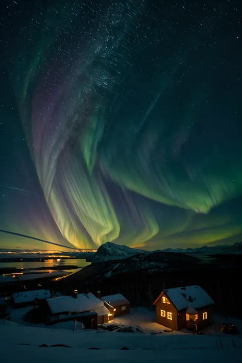 a starry sky, northern lights