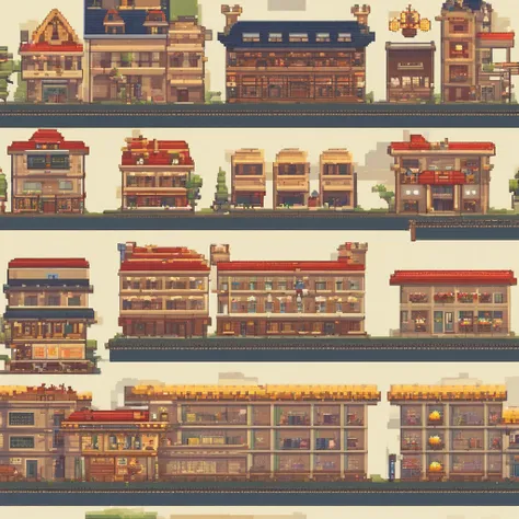 Town building game pixel picture game material Railway