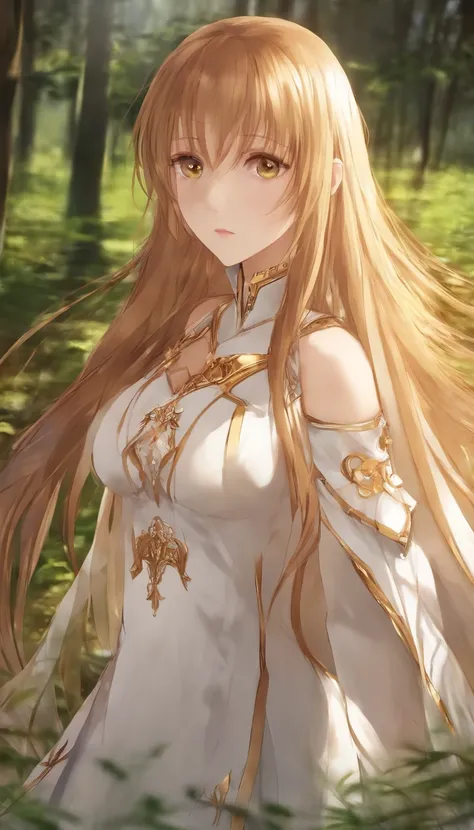 asuna, Masterpiece, Best Quality, Detailed, (1girl), 独奏, Detailed golden eyes, Long hair, Standing, Close to the viewer, (in detail