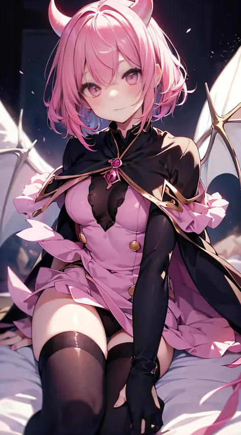 (best quality, vivid colors, ultra-detailed), portrait, succubus, pink hair, short hair, pink eyes, blush, wear a cloak to cover her body, cute

Look at the description below，Trying to imagine a picture：
- A detailed and realistic avatar。
- This avatar dep...