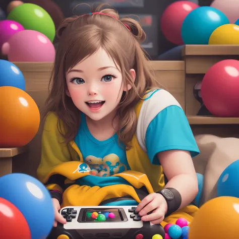 Gum ball playing video games