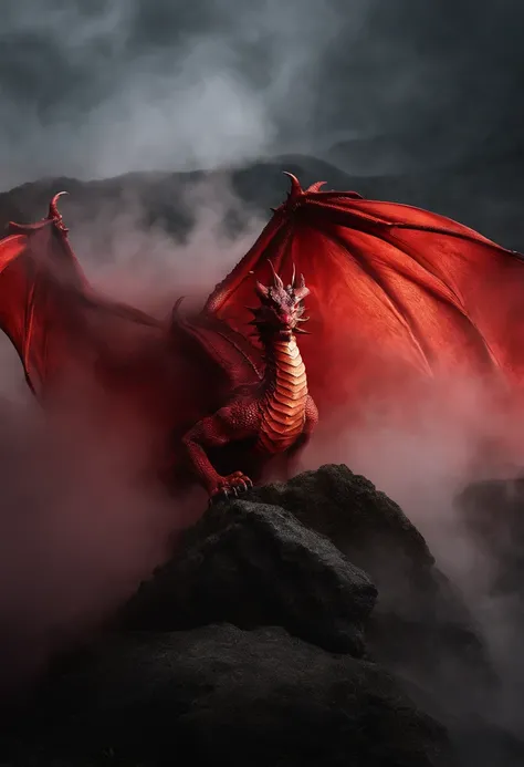 A fierce man，There is a red steaming dragon-shaped mist around the body，Charge forward，k hd