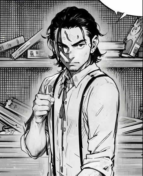 Picture of a man in a tie,Julio Teteschi, handsome guy in demon slayer art, Seinen Manga Portrait,