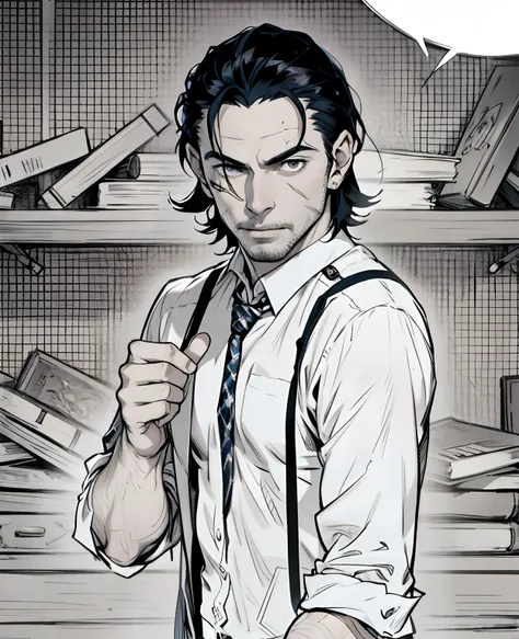 Photo of a man in a tie,Jules Teteschi, handsome guy in demon slayer art,