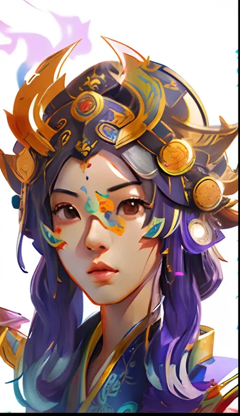 Painting of a woman wearing a helmet on her head, character art of maple story, onmyoji portrait, Yun Ling, nezha, bian lian, G Liulian art style, inspired by Takehisa Yumeji, Katana Zero video game character, official character art, vanillaware artwork, i...