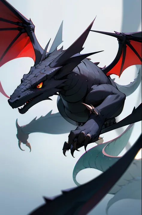 Dragon(BLACK), gaming, Cute creatures, wing, horn, Keep an eye on the front, NO HUMAN, a character, No background