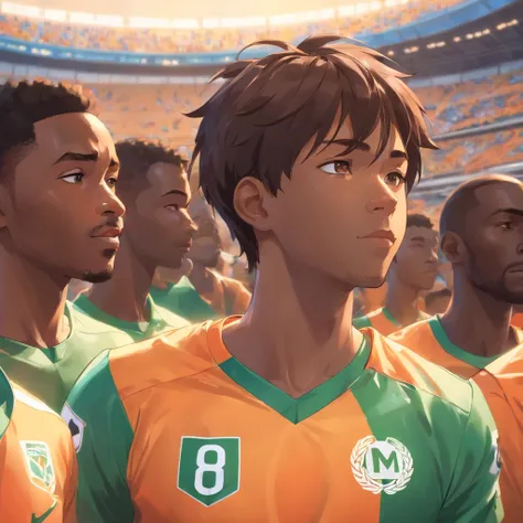 Hyper Realistic Portraits, lifelike texture , Illustrating the Ivory Coast Mens Team. Make sure the supported them back happy, hyper realistic, lifelike texture