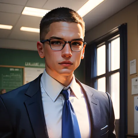 Wentworth miller young  , wearing a fancy royal blue school uniform , Portair HD