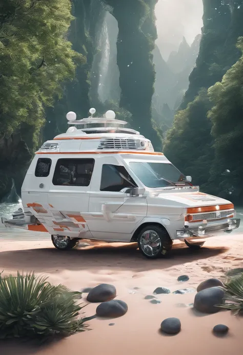 There is a camper van in the shape of a crab, highly details. rendering by octane, author：Alexander Giemsky, jewelry photography, Rendered in redshift, ultra detailed 16k, a jewellery design, hyper realisitc, high detal), high detal, 8k octae render photo,...