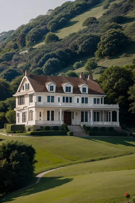 a beautiful and large house built on top of the hill