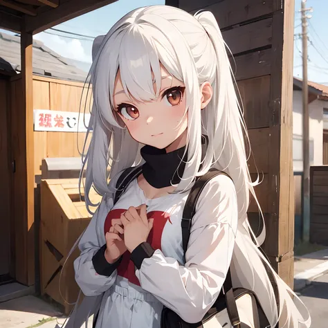 FERRET GIRL, CROPPED WHITE HAIR BROWN EYES Anime