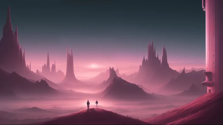 A comforting sci-fi landscape that’s pink