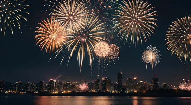 New year, Fireworks, Firework background banner panorama long- Sparklers and bokeh lights on rustic black wooden texture