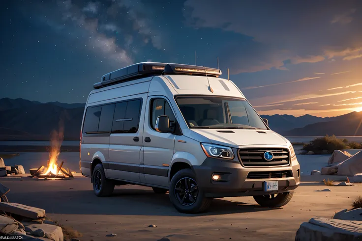 rv，an rv，campervan,solo,bonfires,volumetric lighting break（tmasterpiece：1.2），（best qualtiy），ultra - detailed，（dynamic compositio...