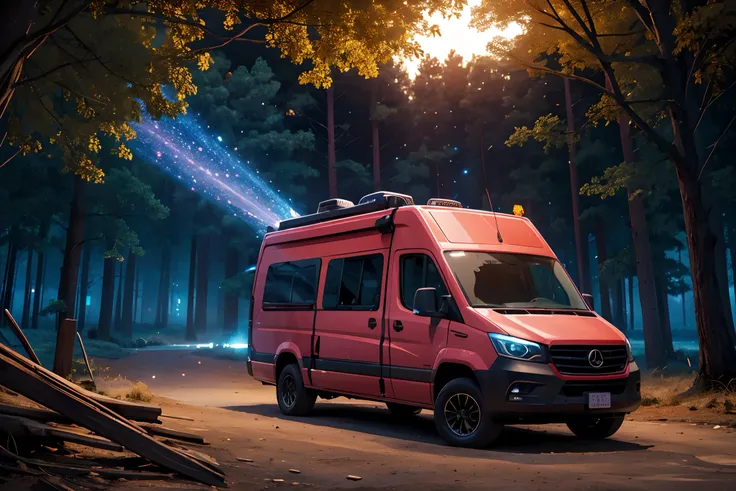 rv，an rv，campervan,solo,bonfires,volumetric lighting break（tmasterpiece：1.2），（best qualtiy），ultra - detailed，（dynamic compositio...