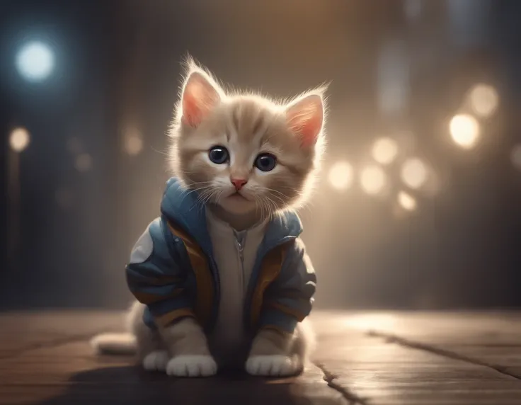 Perfect centering, A cute kitten all over, Wear a student jacket, Wearing sunglasses, Wearing headphones, Standing position, Abstract beauty, Centered, Looking at the camera, Facing the camera, nearing perfection, Dynamic, Moonlight, Highly detailed, Digit...