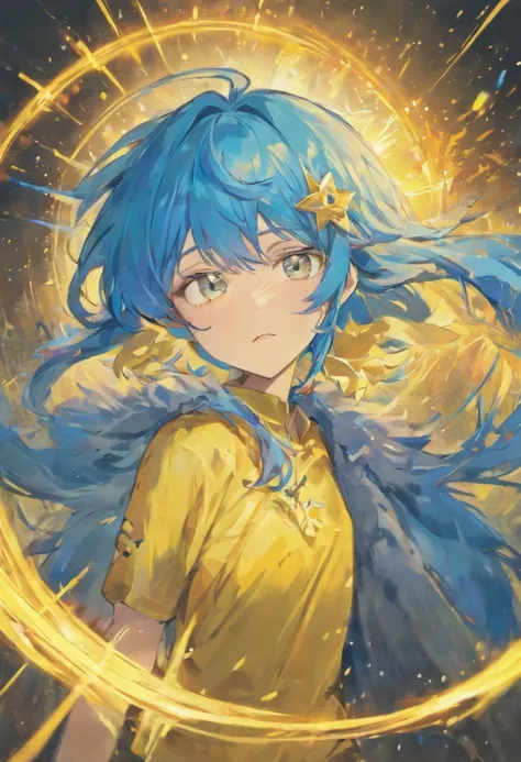 Blue-haired,Her eyes are golden,twinks,Adonis