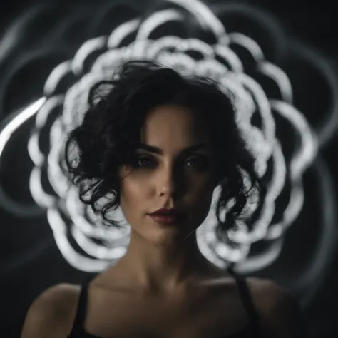 A burst of magical energy erupts, forming a swirling vortex. Shadowy silhouettes of Yennefer facing camera emerging from the vortex, casting powerful spells.