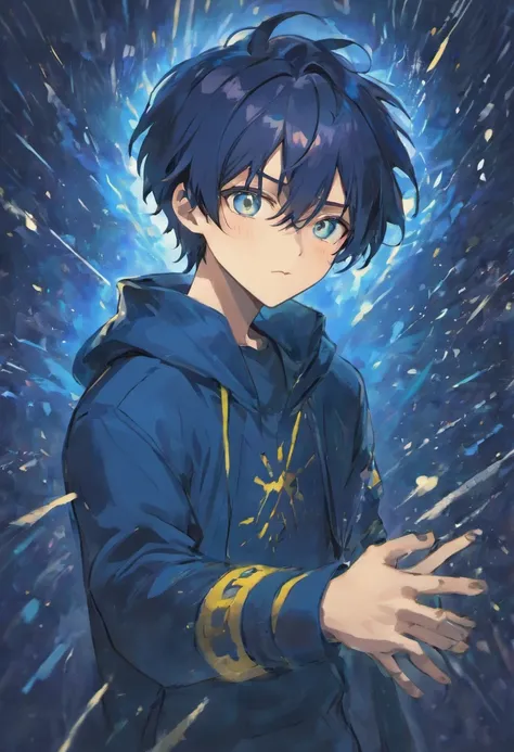 Dark blue hair,Eyes are yellow,twinks,man